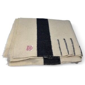 Antique Early 1900s Hudsons Bay Company Four Point Wool Blanket 79x66 England